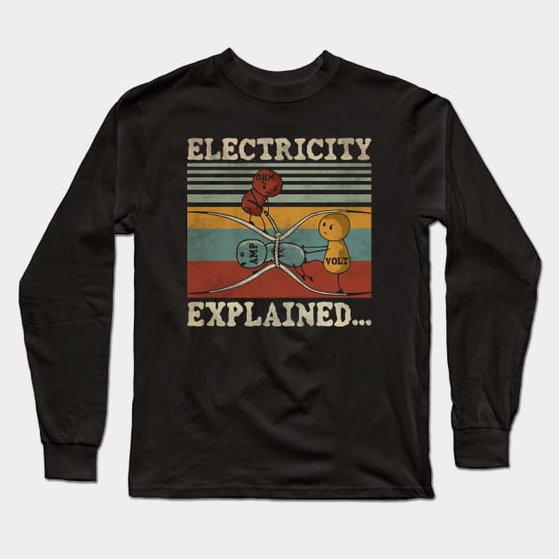 VINTAGE ELECTRICITY EXPLAINED Long Sleeve T-Shirt by sepatubau77